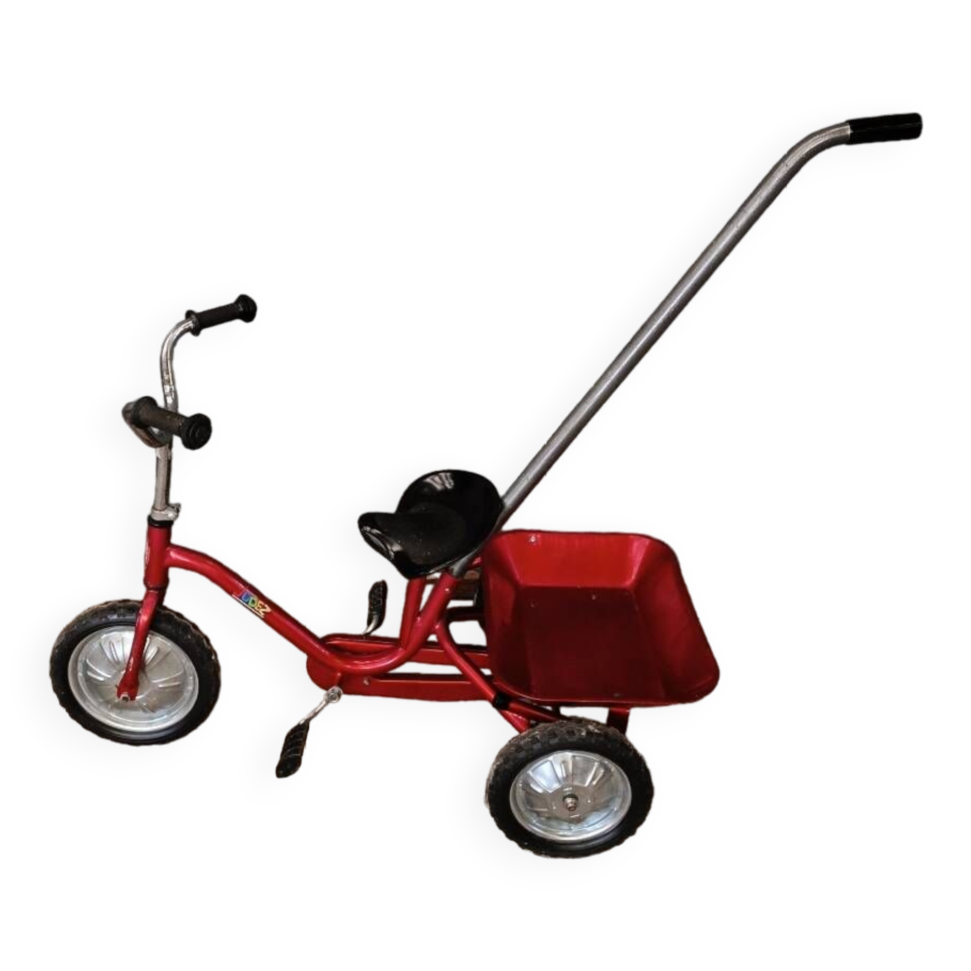 Tricycle en métal rouge vintage