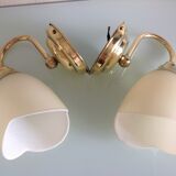 Pair of brass and opaline opaline sconces in art deco style granite