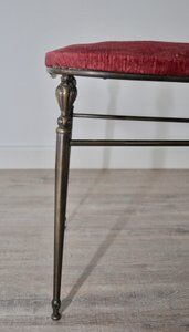 Hollywood regency style brass & velvet chiavarine side chairs, set of 2