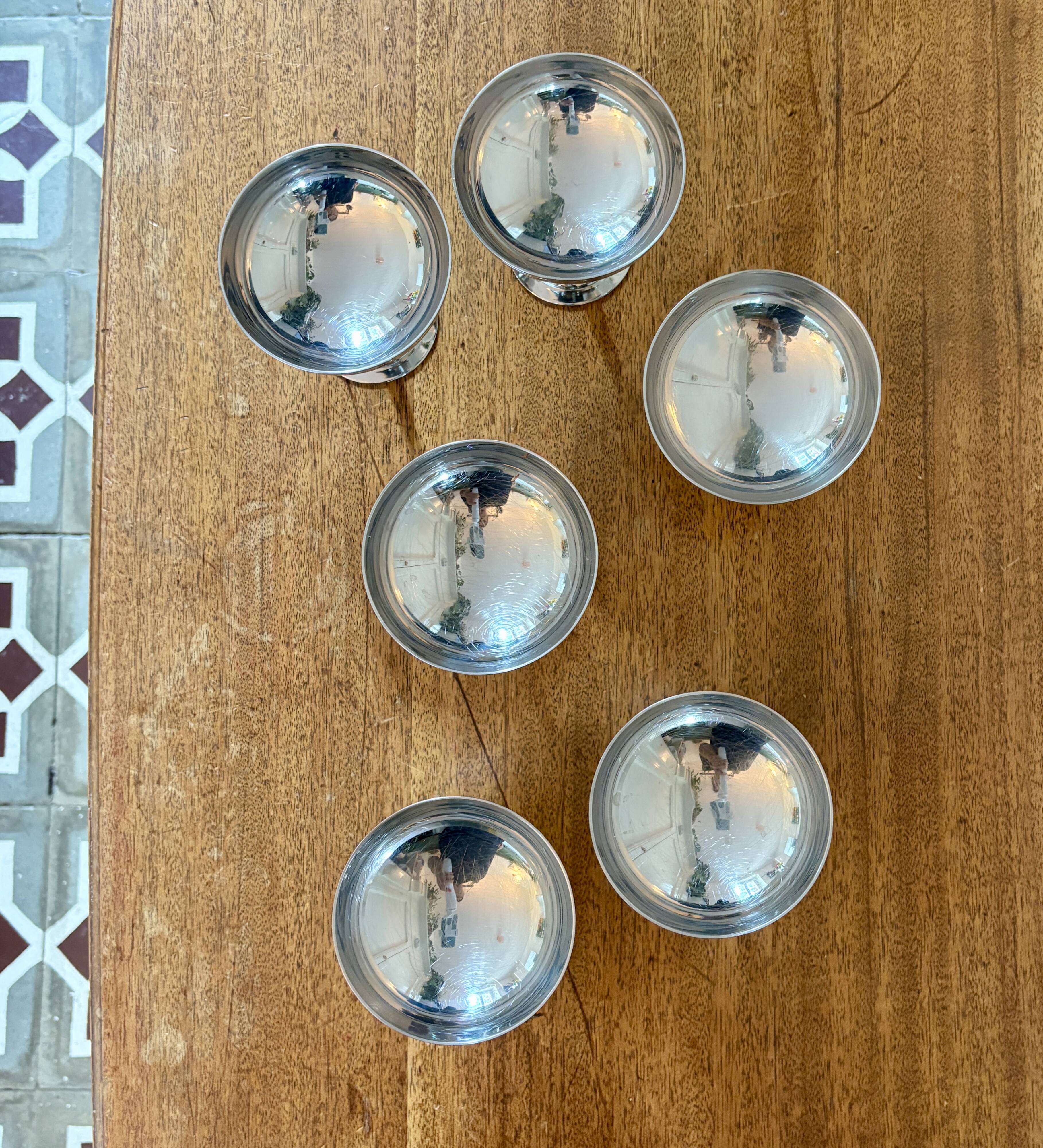 Set of 6 vintage stainless steel dessert bowls