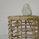 Vintage bamboo stool rattan plant stand mid-century wicker side table
