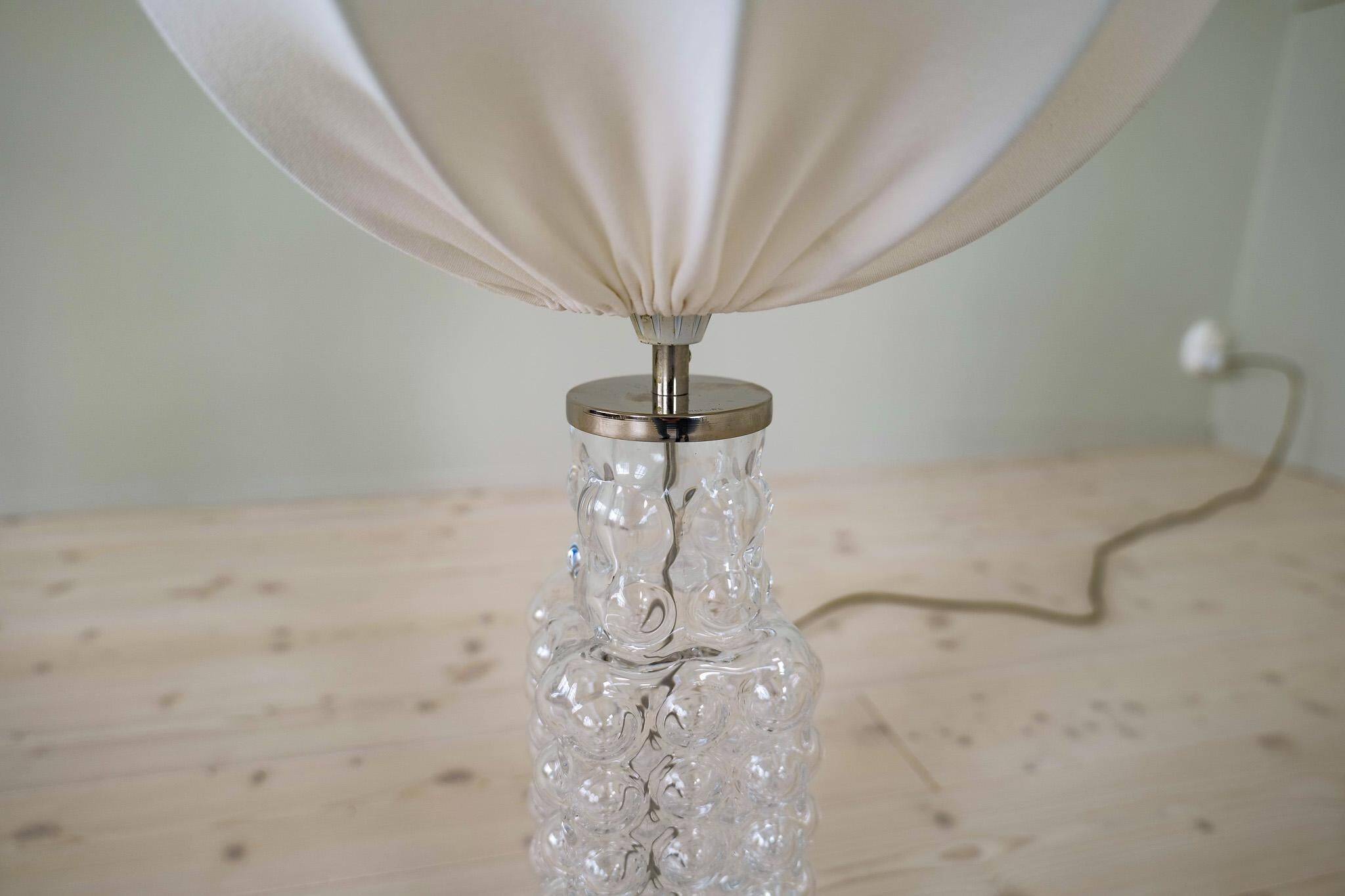 Rare mid-century modern crystal drop table lamp by Orrefors, designed by Carl Fagerlund.