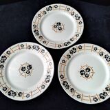 Set of 3 flat plates Pexonne Fenal Frères Nymphéa model