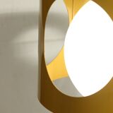 Delmas pendant lamp France 60s openwork yellow sheet & opaline