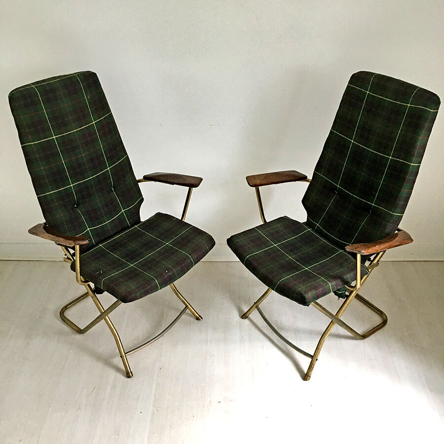 Paire de fauteuils pliants vintage style Anglais