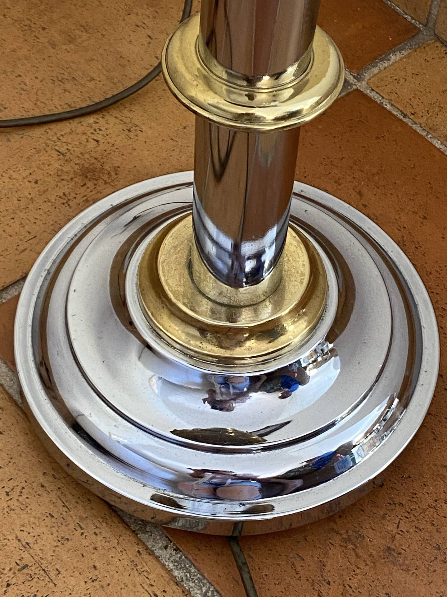 Metal and smoked glass floor lamp