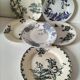 Set of 6 ironstone plates in shades of blue, late 19th to early 20th century.