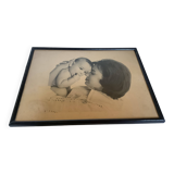 Old frame mother and baby style photography