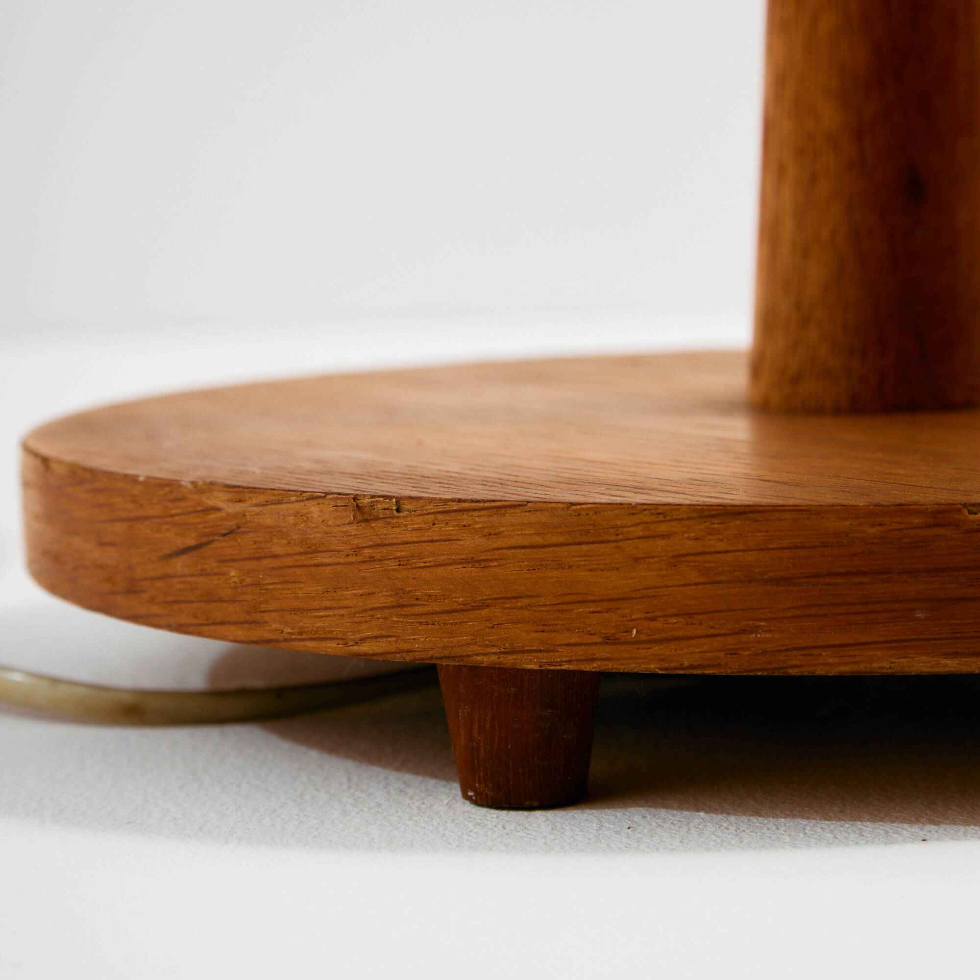 Oak and brass floor lamp