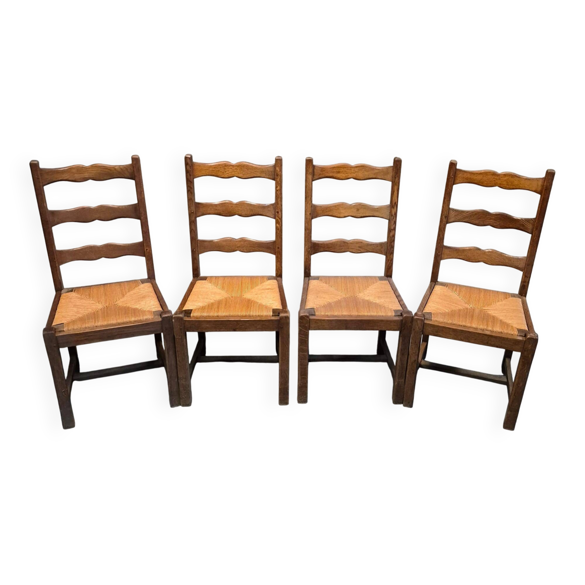 4 chaises en chêne massif et paille