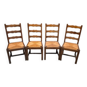 4 chaises en chêne massif