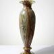 Vintage baluster vase in green striped onyx, Italy, mid-century.