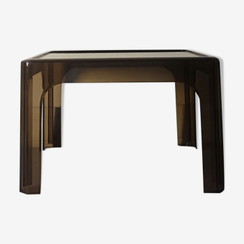 Table basse plexiglass marron fumé, design 1970