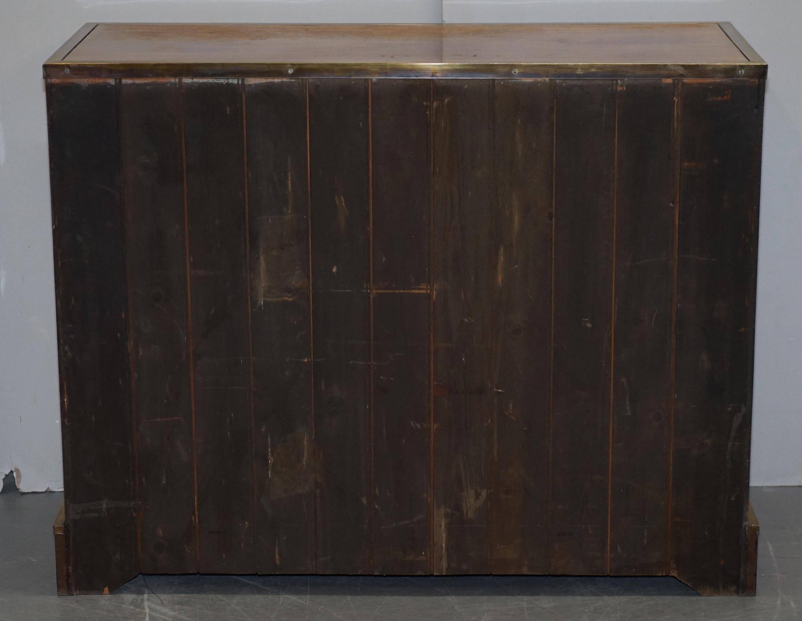 Military commode in solid oak and brass circa 1880