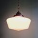 Large Art Deco pendant light in conical white opaline, 1920s-30s