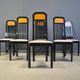 Vintage burl wood and lacquer dining chairs, 1980s