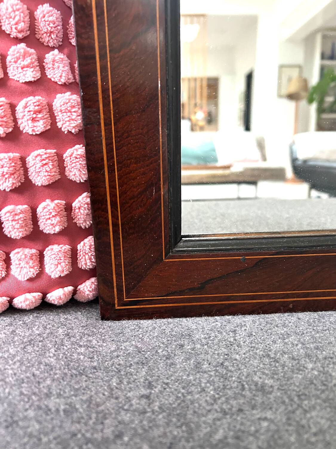 Art Deco rosewood and brass mirror
