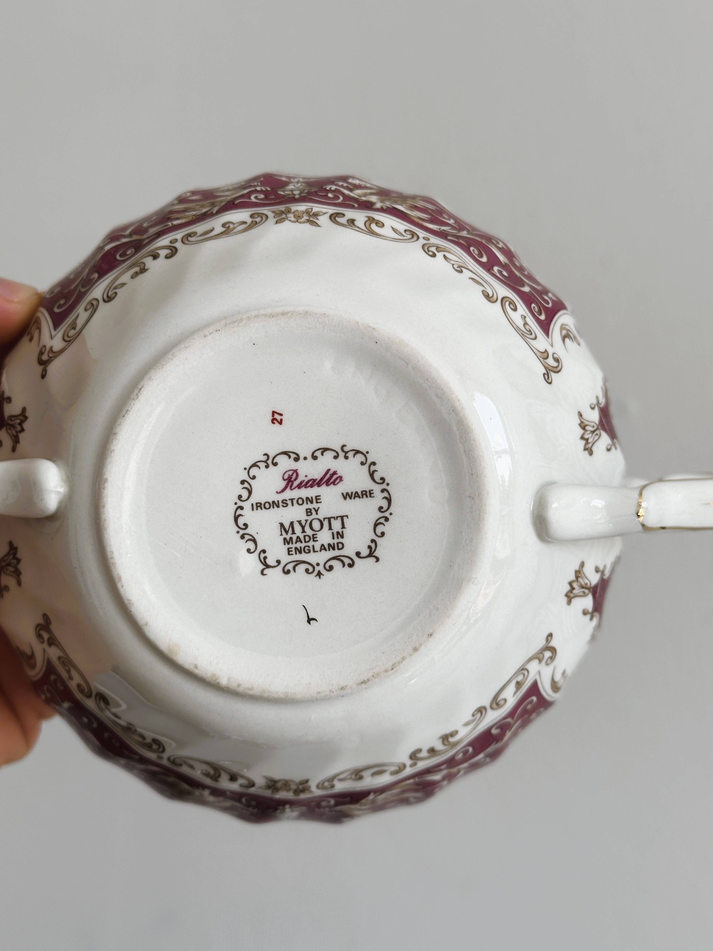 Myott Rialto Ironstone English porcelain two-handled cup.