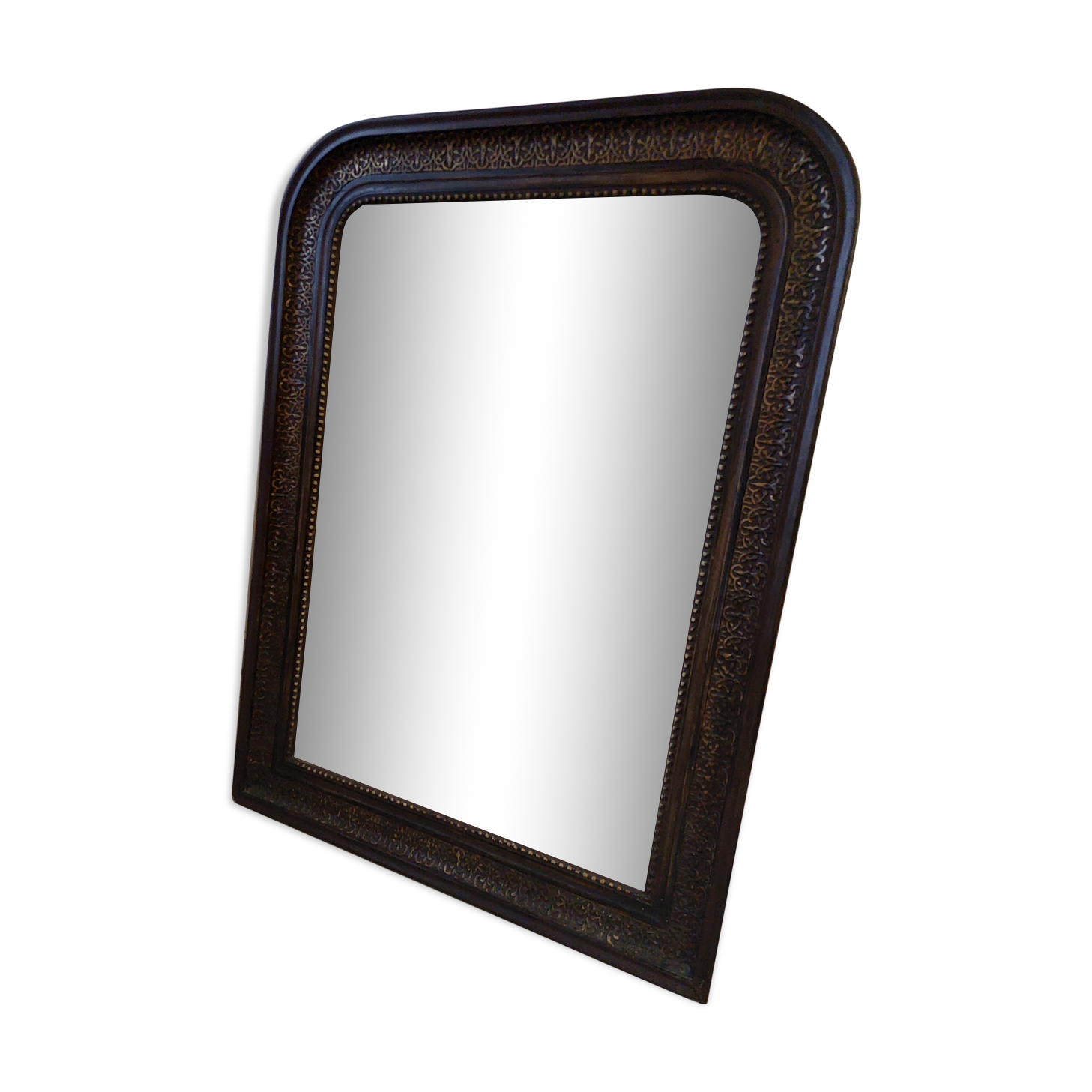 mirror carved wooden semi-circle frame 60x70cm