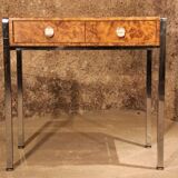 Small desk vanity 70 walnut burl chrome base