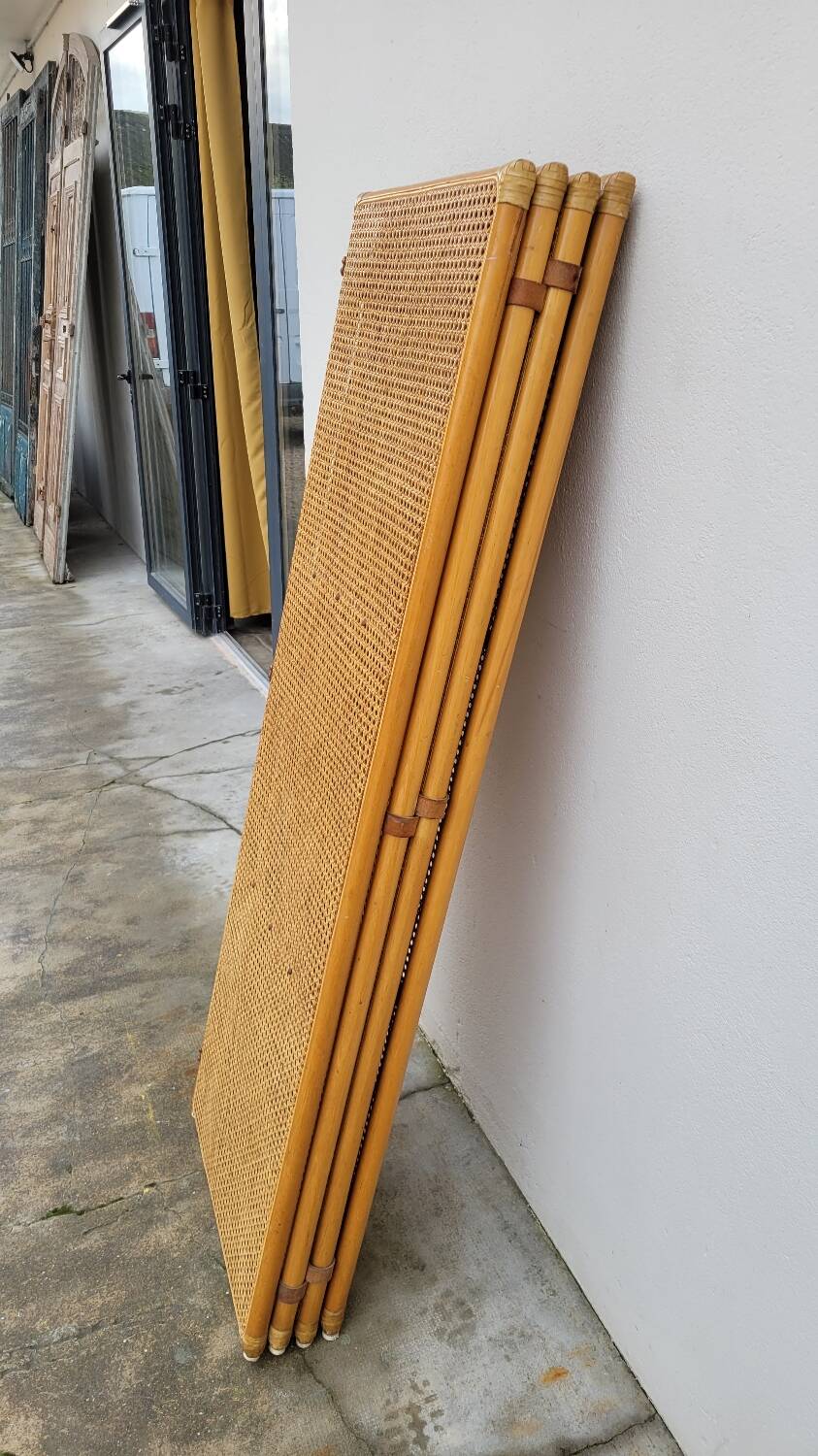 Vintage wicker claustra screen - 1950s