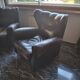 Italian leather bergère armchairs