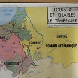 Rossignol school poster historic map No.9 - 10 Jeanne D'Arc and Louis XI