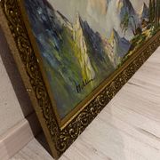 Tableau peinture montagne signée 1950/60