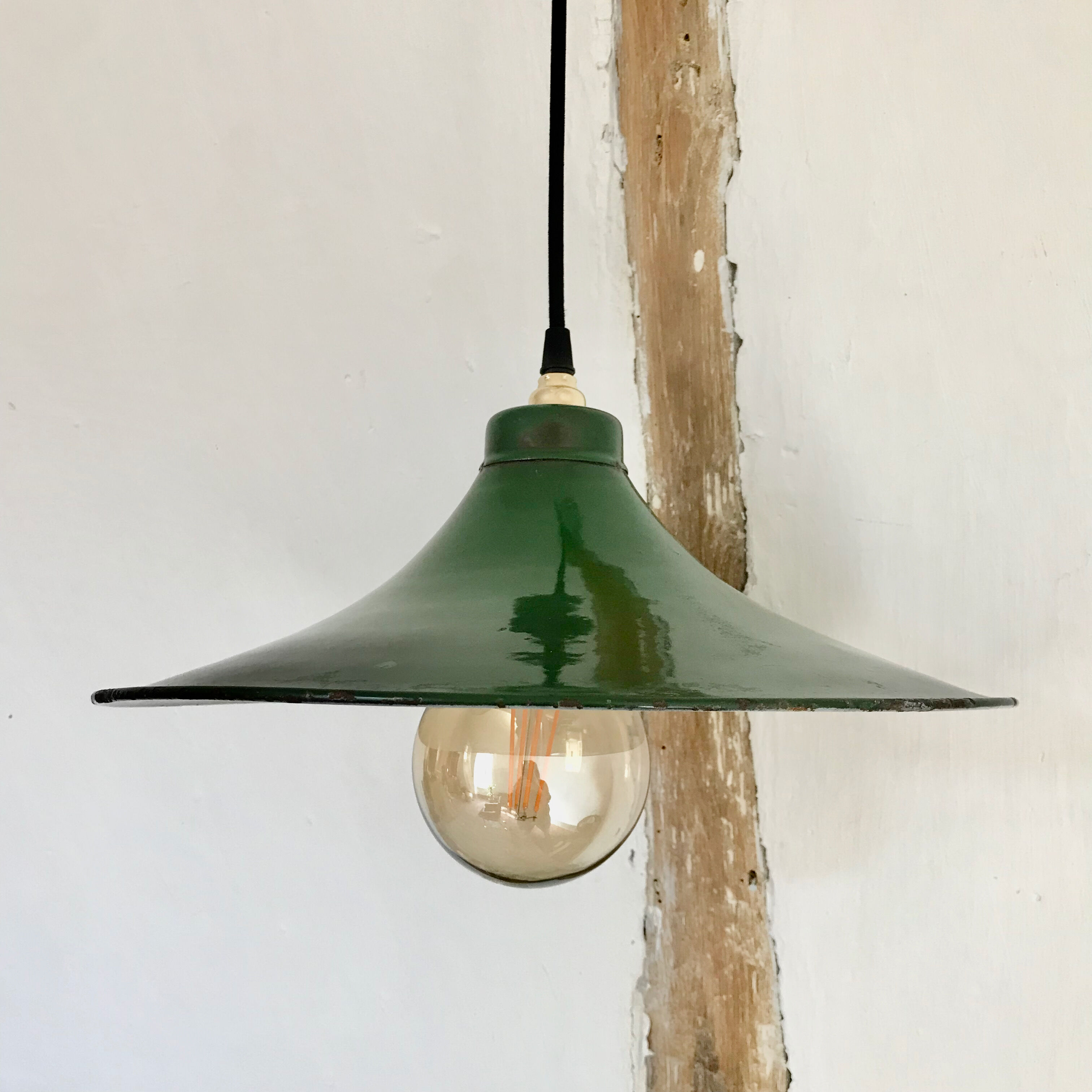 Suspension abat-jour émaillé vert