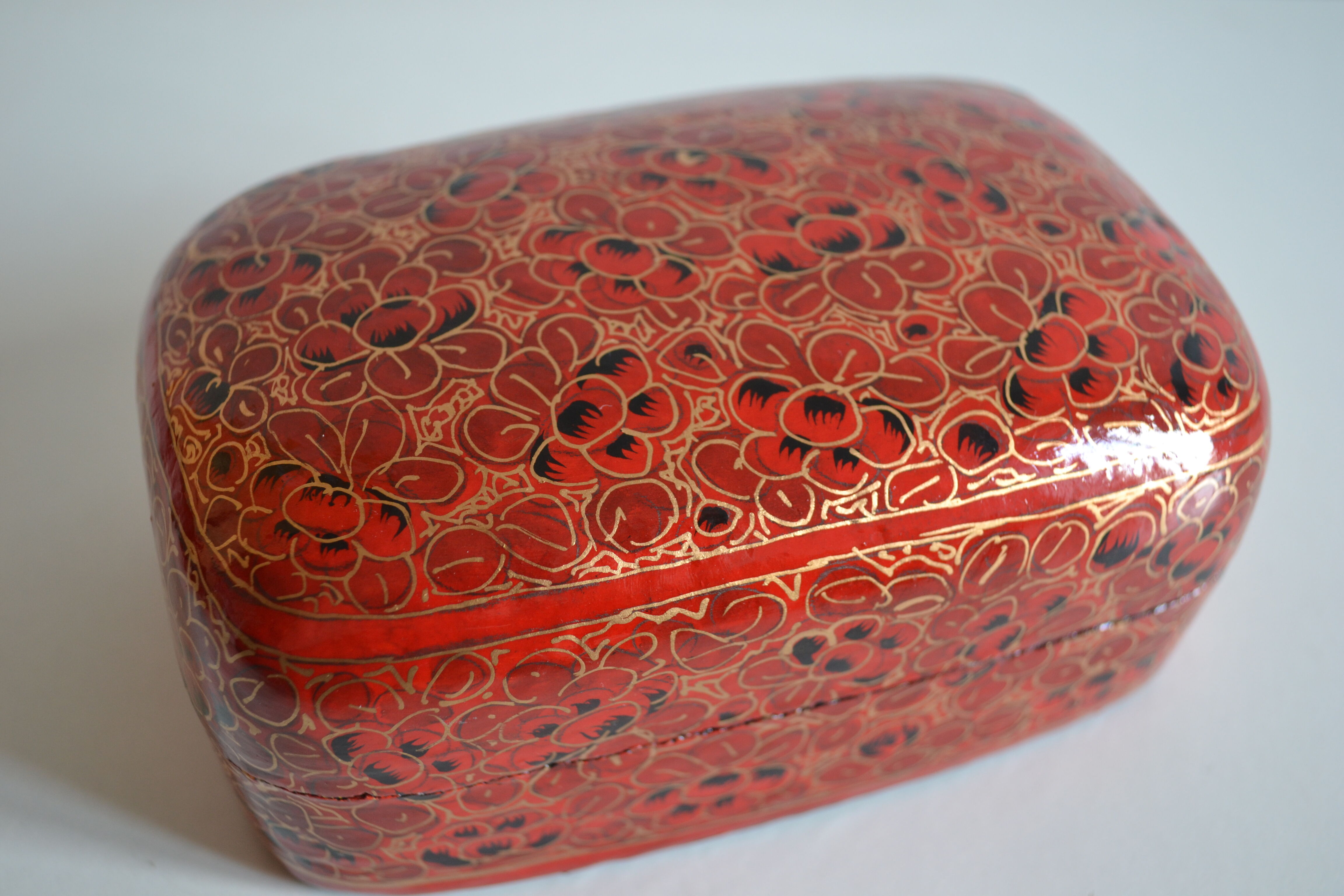 Boite a bijoux papier mache peint a la main inde xxe