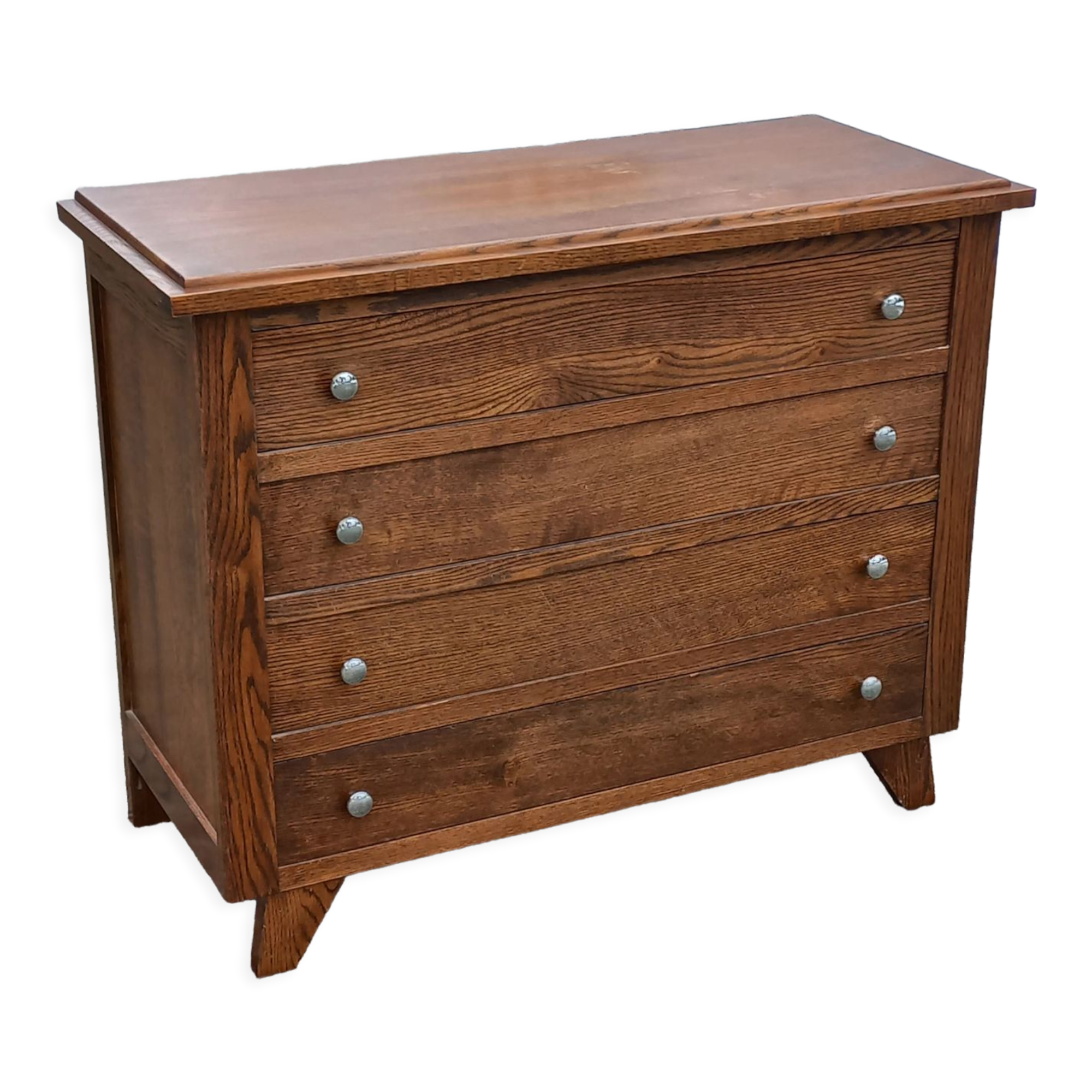 Vintage chest of drawers from the 50s in solid oak legs compass 4 drawers
