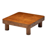 Brutalist pine low coffee table, France, 1960s