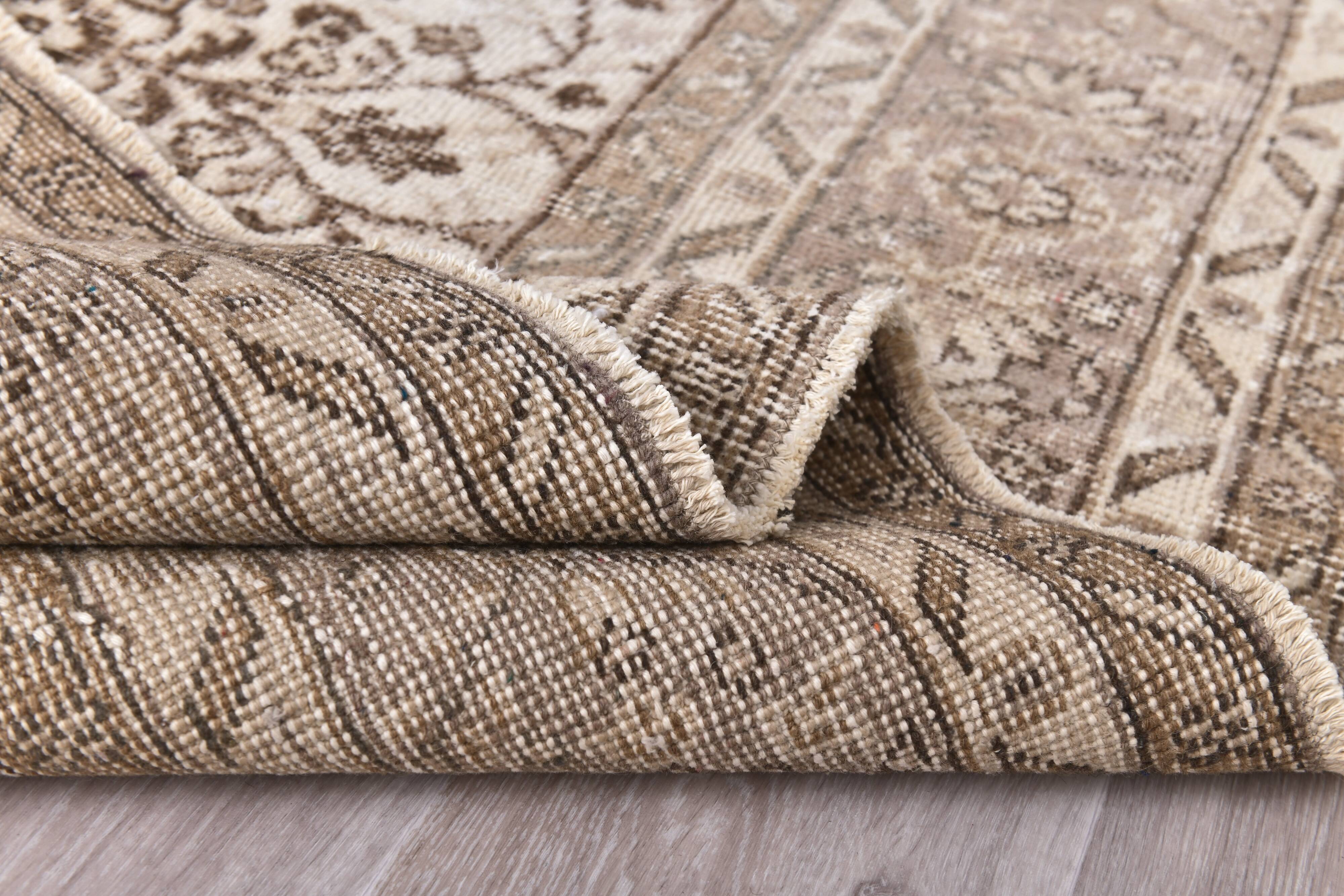 7x10 Beige & Brown Floral Vintage Rug 210x308Cm SK 240522