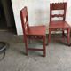 Lot de 4 chaises anciennes en bois peint marron pour salle à manger, décor floral peint main