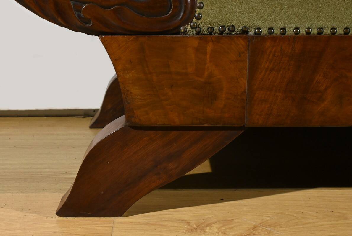 Mahogany Burl Sofa, Biedermeier Style – Late 19th Century