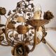 Chandelier hand-forged Hollywood Regency rose leaf decorations