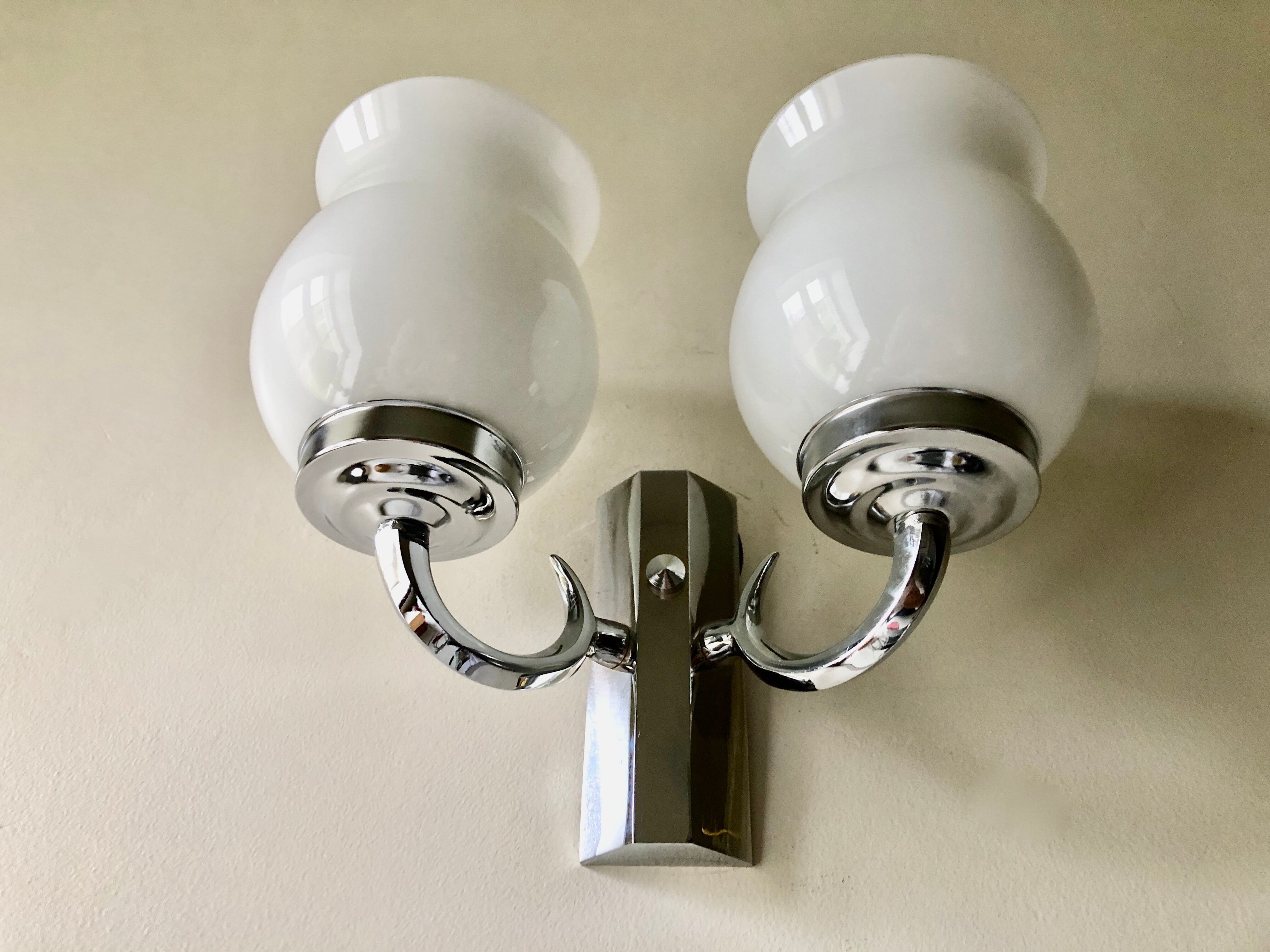 Double wall lamp in chromed metal 1970