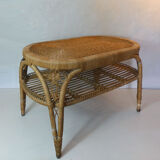 Old vintage rattan coffee table