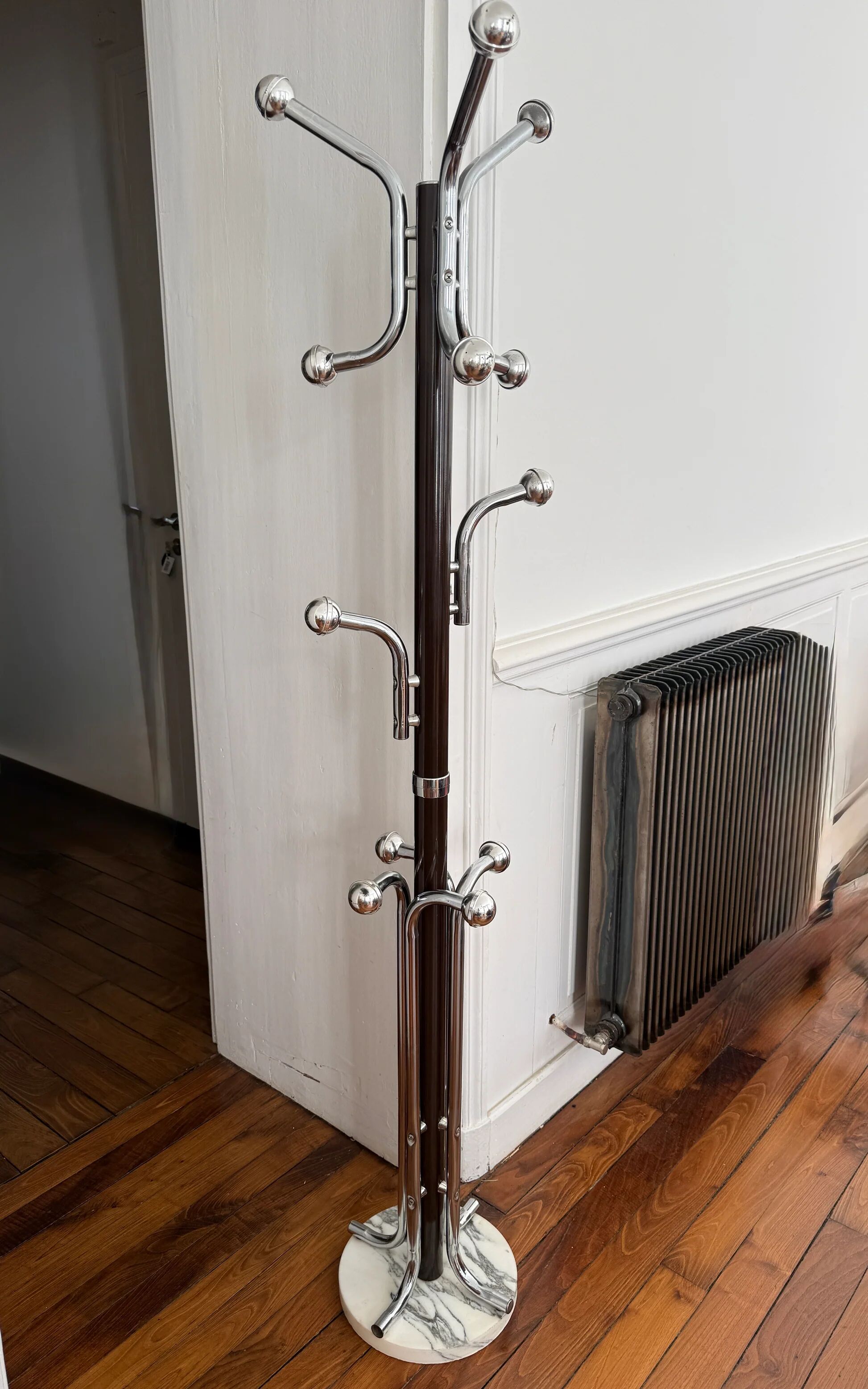 Metal coat rack with 12 hooks - 1970s