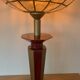 ▪️Lampe Vintage Le Dauphin Céramique Bordeau Et Or Et Abat Jour Nacre Art Deco