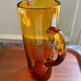 Amber pitcher bubbled glass