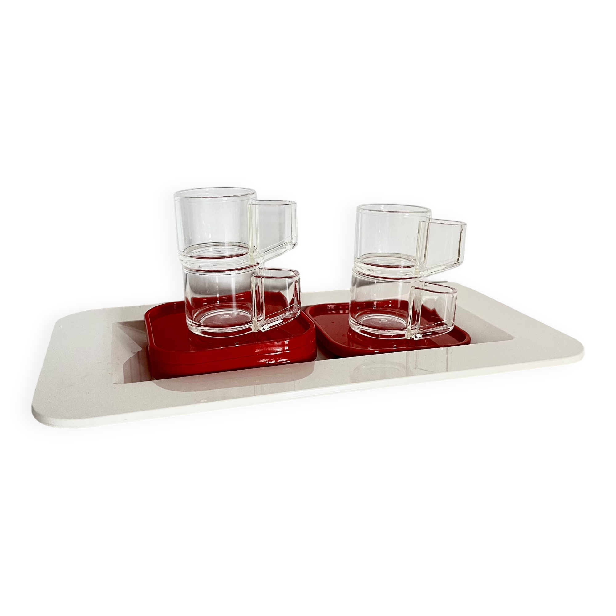 Vintage space age Set Espresso Cups, saucers and tray, Biesse, Italy, 70s