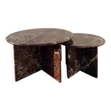 round nesting coffee tables in red marble rosso levanto