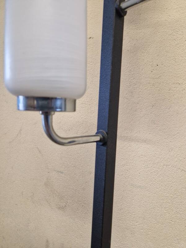 Black lacquered metal 4-light floor lamp - Maison Arlus - Satin glass globe