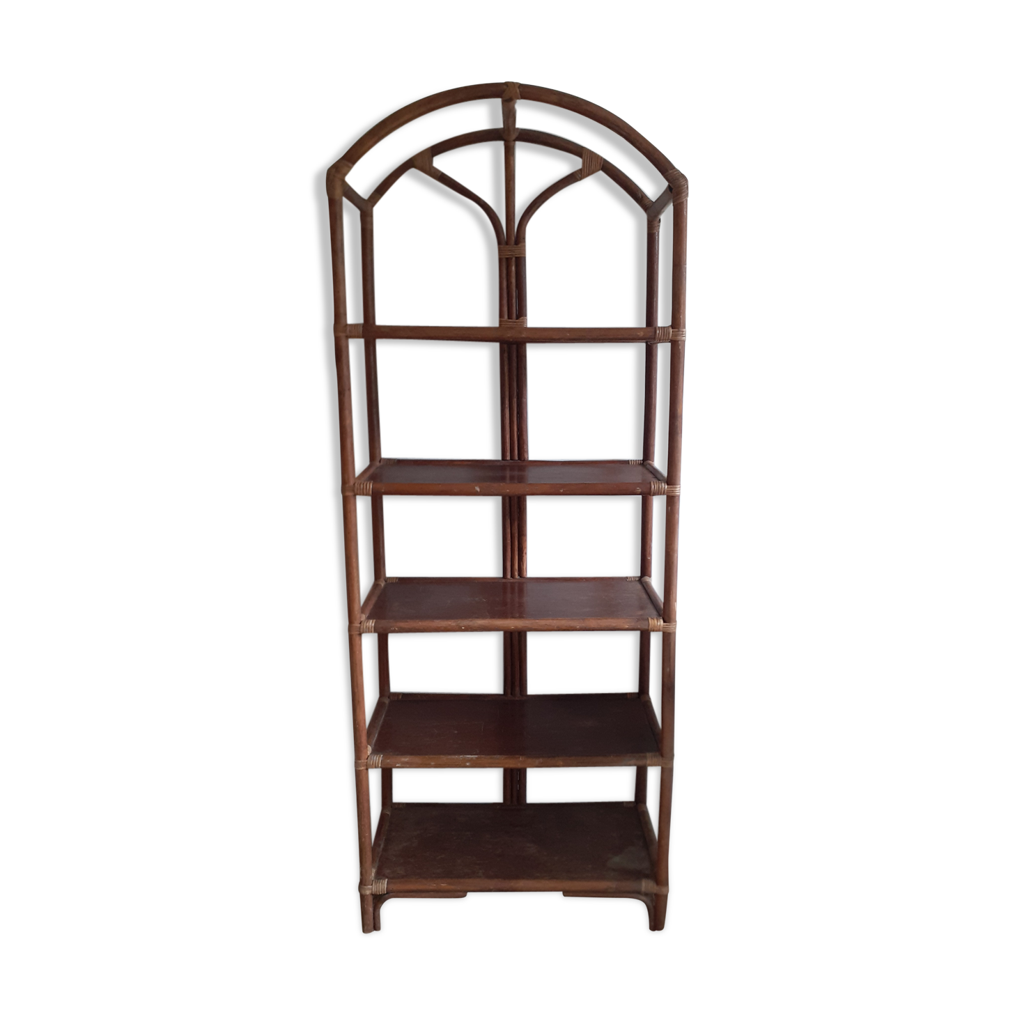 Rotin and wood library shelf