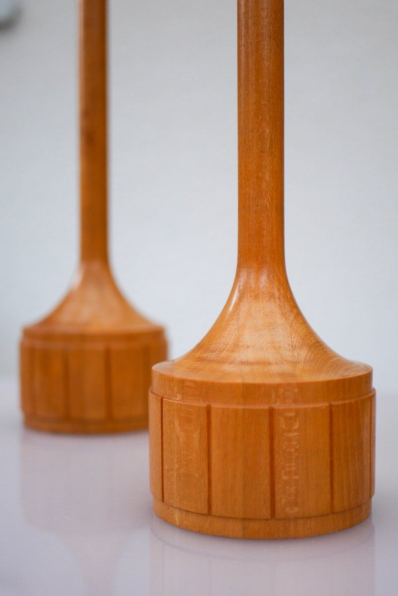 Lampes de table en chêne scandinave d'Elpe, ensemble de 2