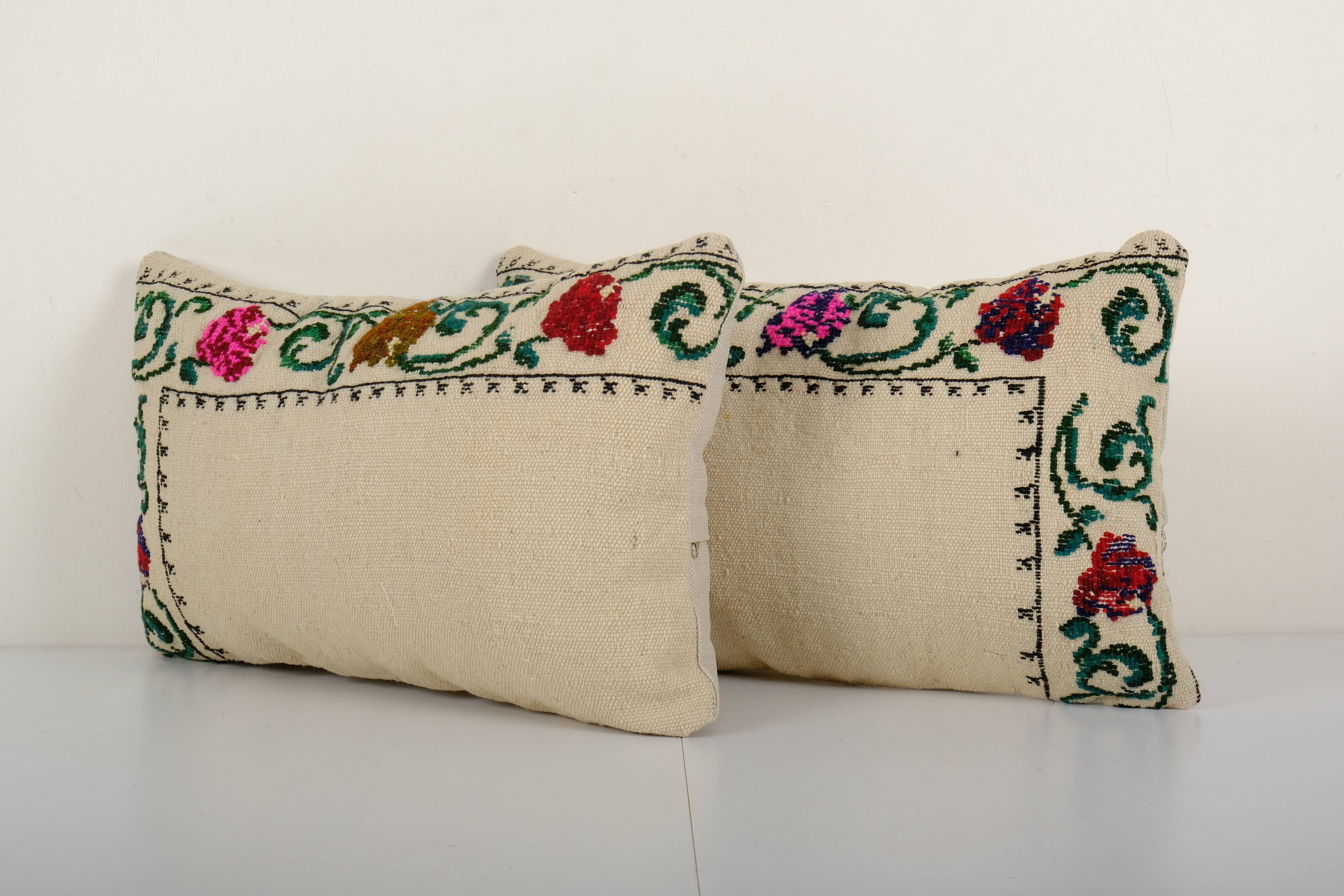 Set of two aubusson turkish kilim pillows