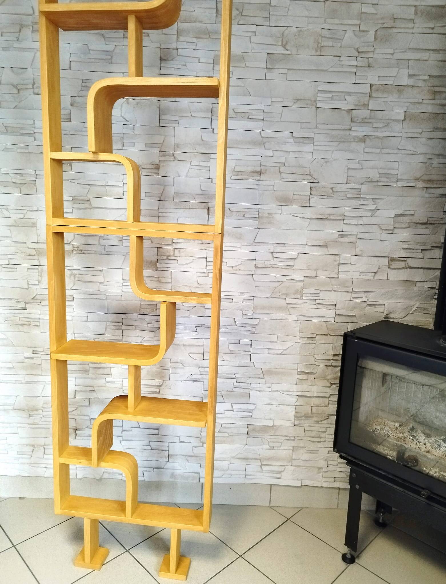 Bent plywood wall, bookcase, flowerbed, Volak by Holesov, 1960s Czechoslovakia