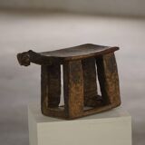 Lobi stool in carved wood from the early 20th century, Burkina Faso, Africa.