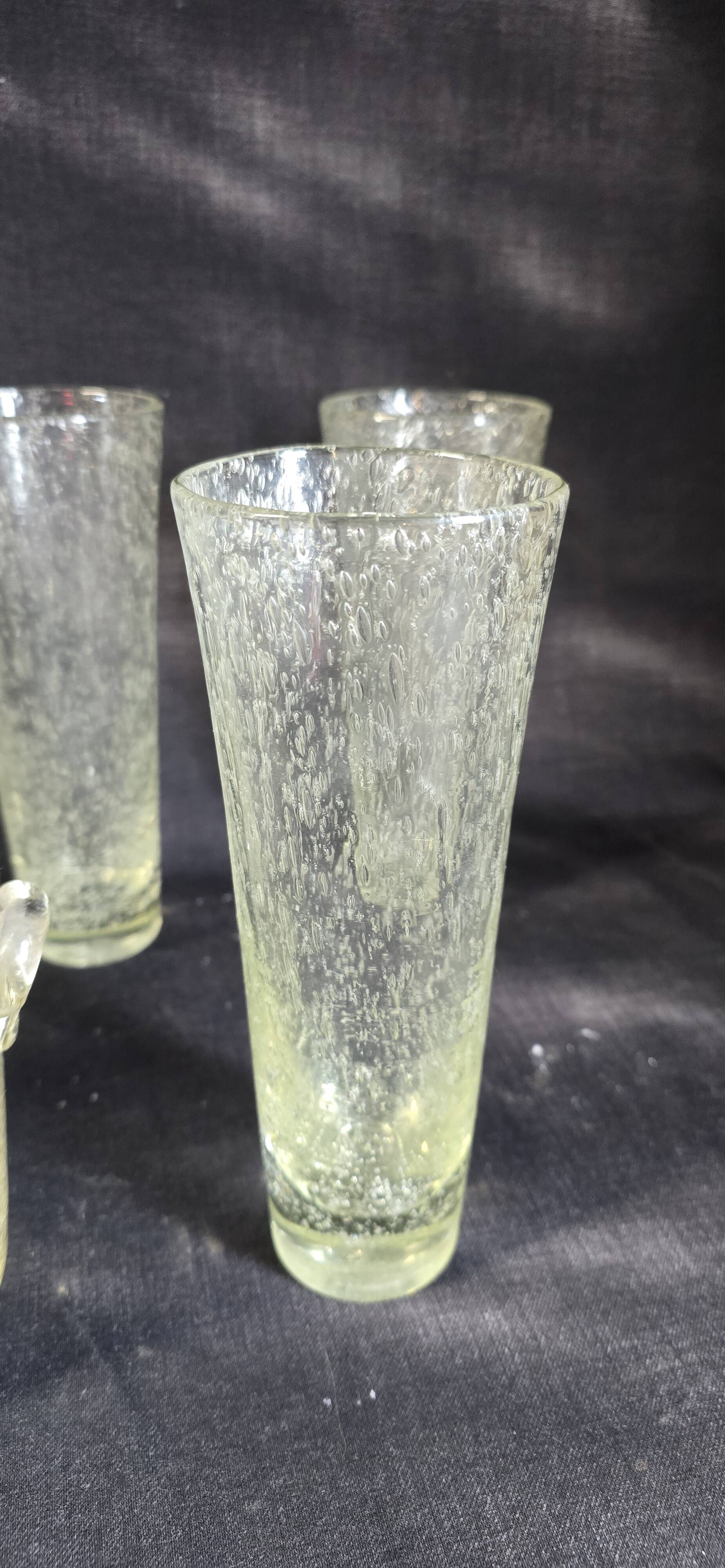 Set of bubble glassware from Biot – carafe, glasses, and ice bucket – 1960s